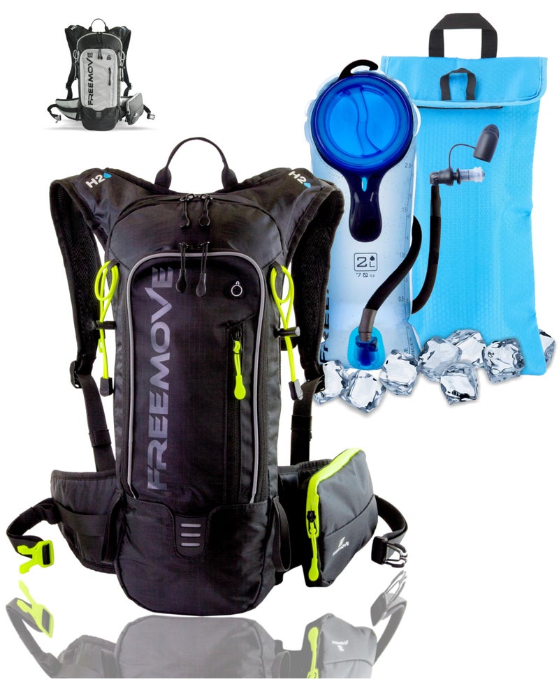 FREEMOVE Hydration Water Backpack 3in1 with 2L Bladder & Insulated Backpack Cooler Bag - a Complete Hydration Solution - Ideal Hydro Camel Back Pack for Hiking, Biking, Running, Cycling, MTB & Rave - Image 1